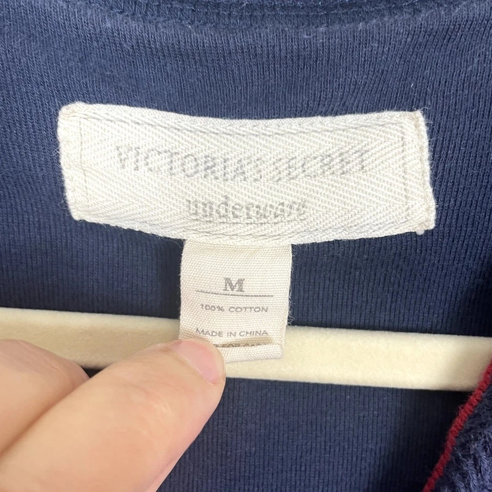 Pijama listrado Victoria's Secret algodão térmico longo Jane peça única tamanho médio - Imagem 4 de 4