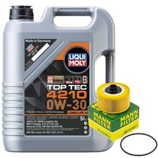Motoröl Set Liqui Moly 0W-30 5 Liter + Ölfilter für Mercedes CLA Nissan Micra V