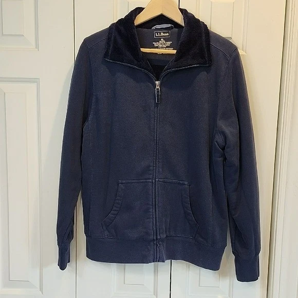 L.L. Bean Dark Blue Fleece-Lined Full-Zip Unisex Jacket Size XL