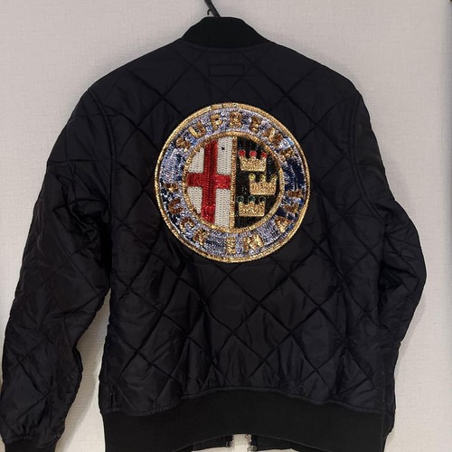 SUPREME SEQUIN PATCH QUILTED BOMBER JACKET BLACK size S Used from Japan - Picture 13 of 24