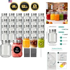 30 Pack 2 oz Glass Mason Jars with Silver Lids, Mini Spice Jars