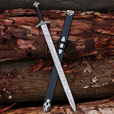 Handmade Damascus Steel Northman Viking Sword W/Scabbard Long Roman Sword