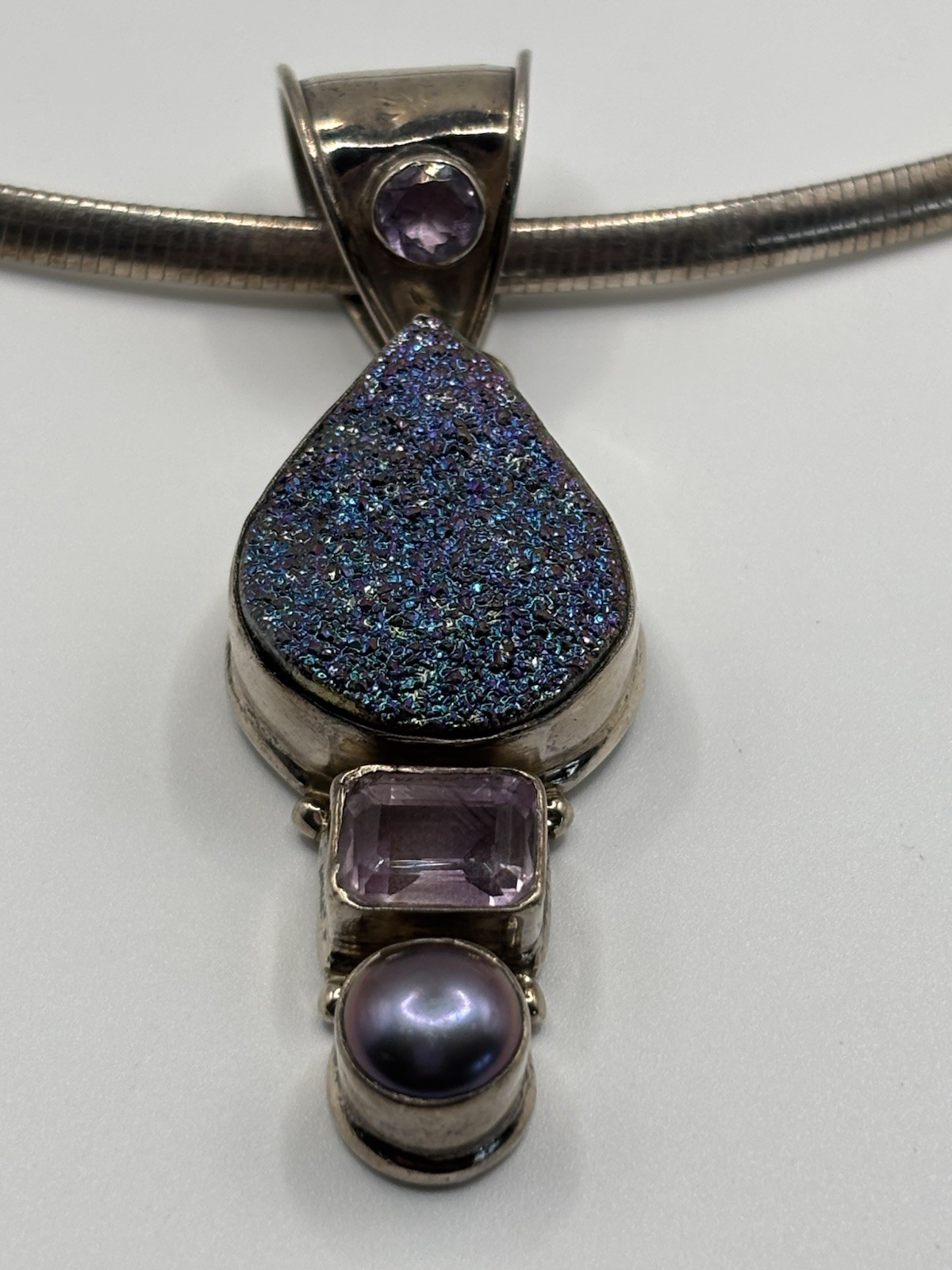 Vtg Large Statement Sterling Silver  Amethyst and… - image 1