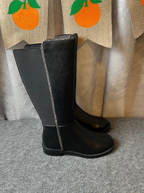Steve Madden Jóvenes Niñas J-Alix Botas de Cuero Embellecidas, Negras Talla 13 Foto 3 de 4