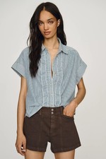 Anthropologie Pilcro Ruffle-Front Shirt