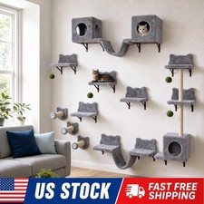 18-in-1 Wall-Mounted Cat Shelves Set Climbing Perches Steps  Bridges Playground