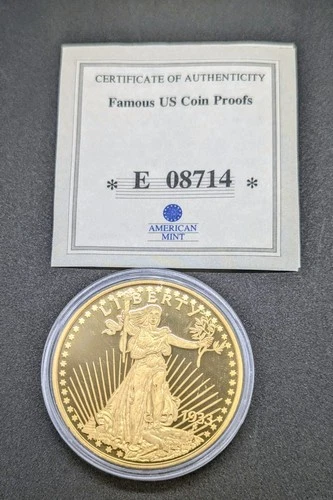 1 oz American Liberty - Eagle Gold Plated Coin, COA.