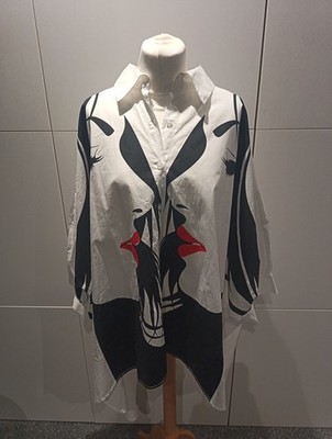 Modernist Crisp Cotton Myra One Size Damen Shirt/Künstler Kittel Neu ohne Etikett Gesichter