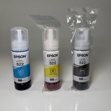 Genuine Epson 522 Ink Bottles 3 Pack for ET-2720 ET-2800 ET-2803 ET-4700 ET-4800