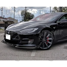 For 16-20 Tesla Model S STP-Style Painted Black Front Bumper Spoiler Lip Kit