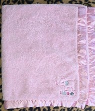 Carter's Child of Mine Baby Blanket Pink Elephant Plush Satin Trim Security