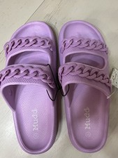 Mudd Women's Purple Chain Accent Slip-On Lightweight Slide Sandals Size 11