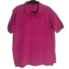 Polo Ralph Lauren Large Pink Short Sleeve Polo Shirt Orange Logo 100 Cotton