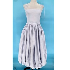 ASOS DESIGN Light Blue Bubble Hem Midi Cotton Dress Pockets Size 4 Coquette