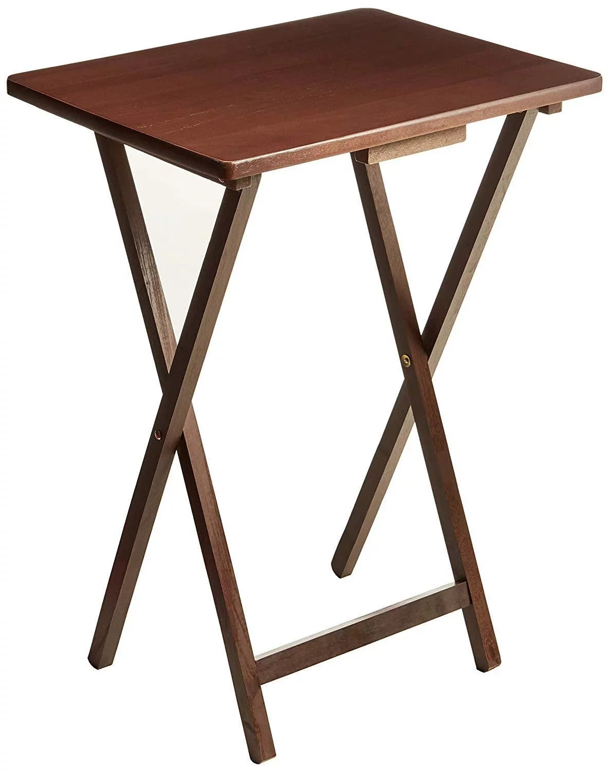 Folding TV Tray Table, Rubberwood, Walnut, 19" X 14.5" X 26", Indoor, 1 Piece