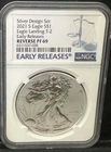 2021-S American Silver Eagle Landing T-2 Reverse PF 69 NGC Silver Design Set ER