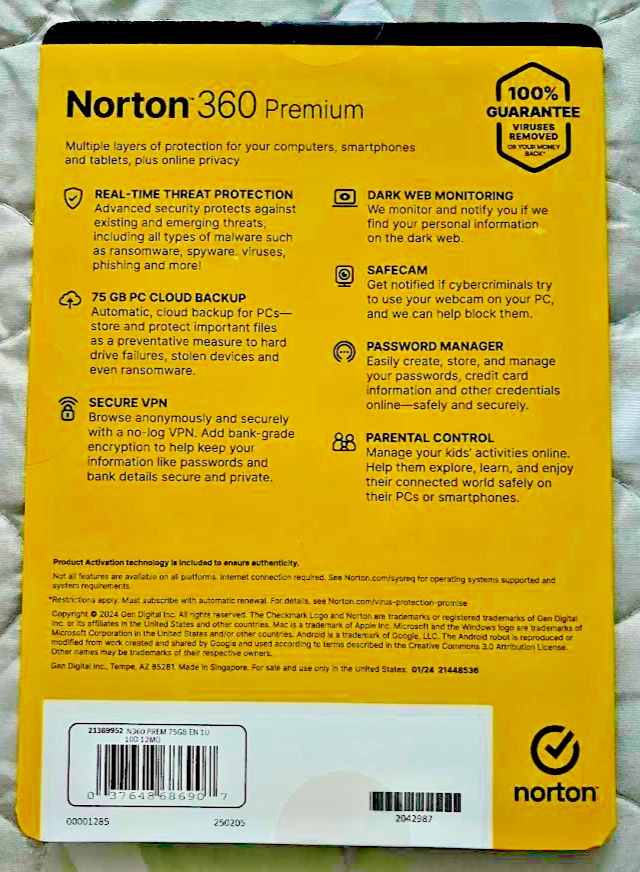 Norton 360 Premium 10 Devices - VPN Antivirus Cloud  1 year Free Shipping - Image 2 of 2