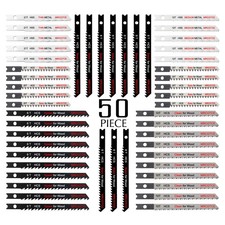 50PCS U-Shank Jigsaw Blades Set with Storage Case, Contractor Assorted,Black
