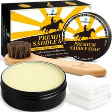 3.52oz Leather Saddle Soap Cleaner Conditioner Kit with Brush Cloth