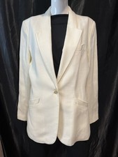 Vintage Sasson Jacket Women Size 12/13 cream one button 3 pocket Blazer