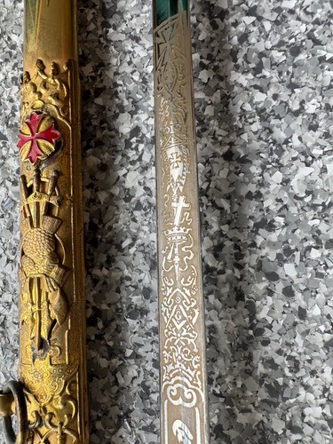 Sword Masonic Free Mason Knights Templar Gold Wash - Picture 16 of 20