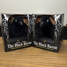 Vintage 1991 Gemmy Black Raven Animated Halloween Props Lot of 2 AS-IS