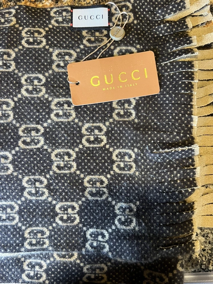 ¡NUEVO! Auténtico Gucci Bufanda Silenciador Estola GG LANA JACQUARD Foto 4 de 4