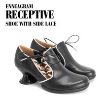 Fluevog Enneagram Receptive side lace-up black/cream heel - 7.5/8