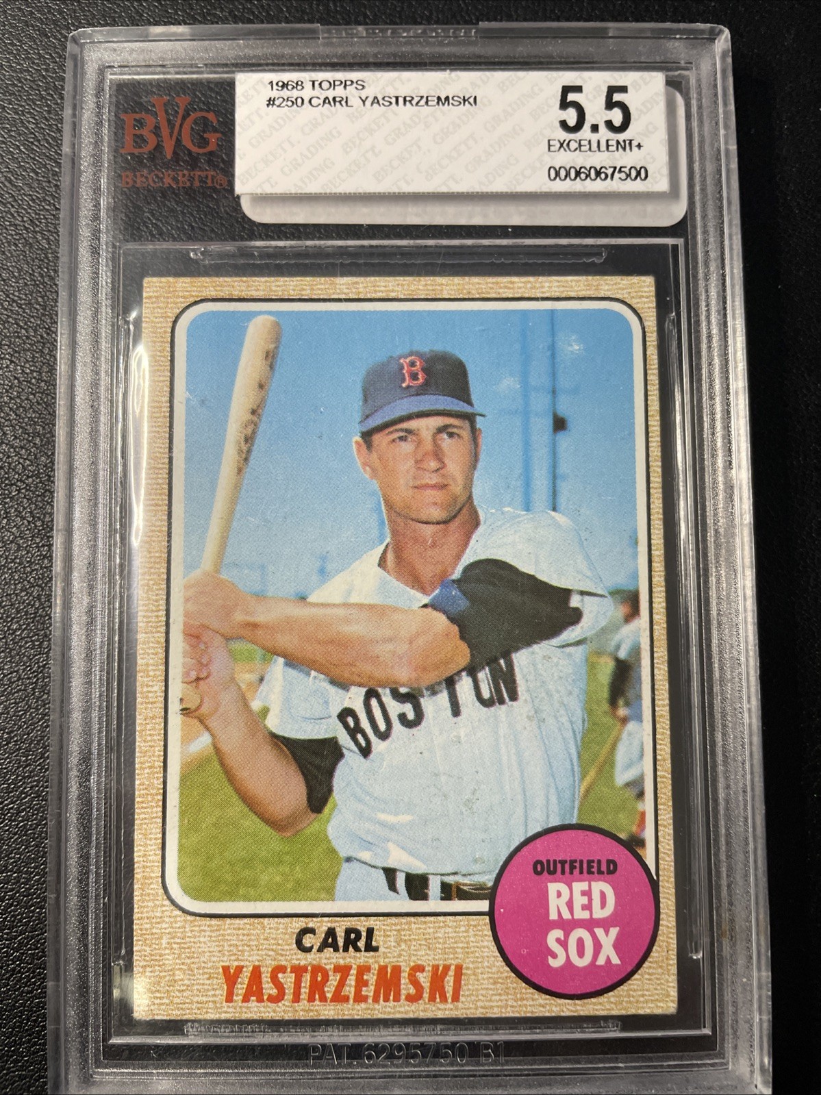 1968 Topps Carl Yastrzemski #250 BVG 5.5 EX+ Red Sox HOF Vintage