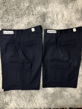 2 Pair ~ Cintas Comfort Flex Cargo Navy Blue Work Shorts 370-20 - Size 34