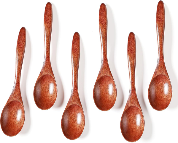HolzlöFfel Honig, 6 StüCk 14.5Cm NatüRlicher HolzlöFfel Klein Suppe LöFfel HöLze-image