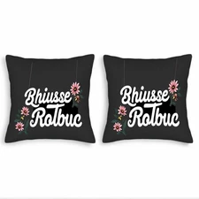 Set of 2 Decorative Throw Pillow Covers 18x18in - Black Background 