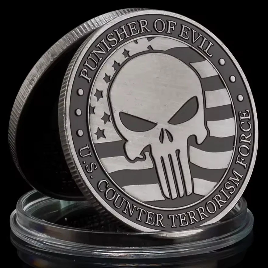 PUNISHER Police TERRORISM Collector Challenge COIN Gedenk Münze Badge Abzeichen