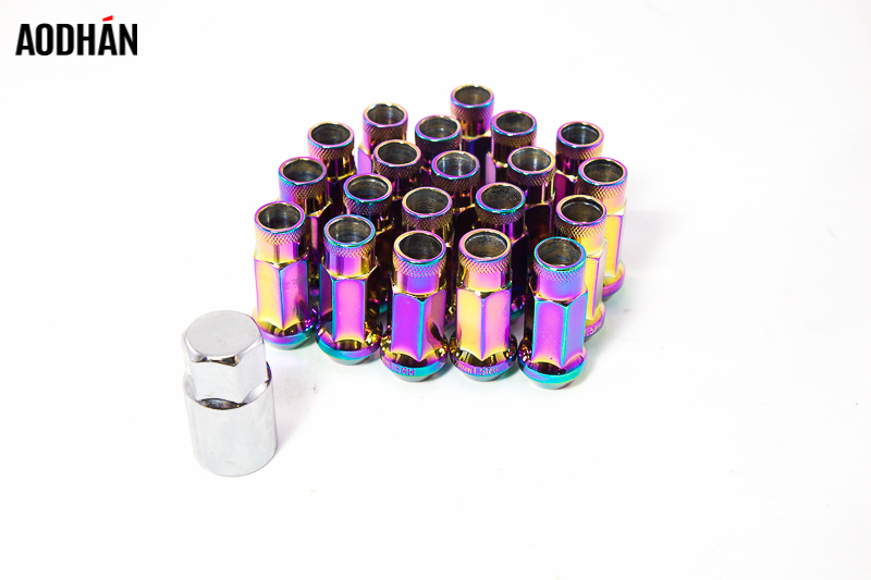 20Pc Aodhan Xt51 12X1.5 Lug Nut Neo Chrome Open Fit Civic Si Mazda 3 6