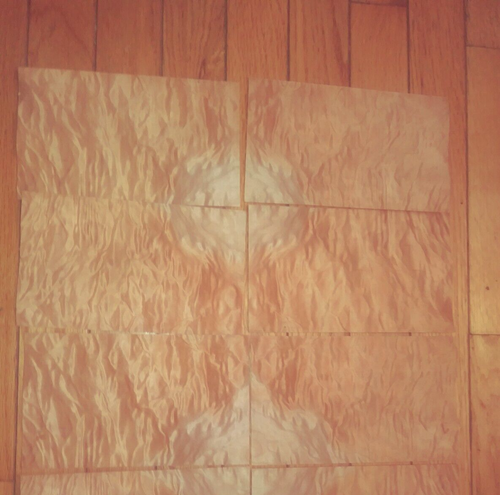 Flame maple veneer 4 1/2 x 7 1/2" each 5 not6 pieces wood 1/42" slightly buckled