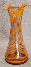 Ancien Vase fleur en Verre Soufflé Orange Vintage Rétro Décor de table Loft