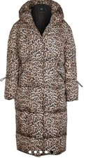 Women's River Island Leopard Print Puffer Midi Coat 14 Bnwt