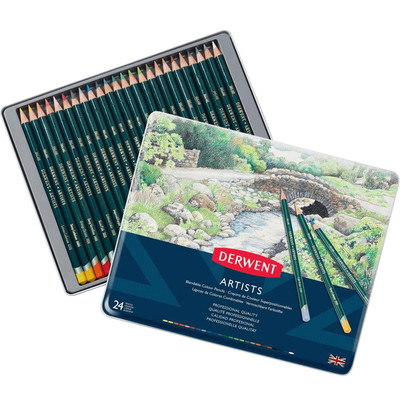 NEW 24x Derwent Artist Colour Pencils Coloured Pencil Professional Tin Set