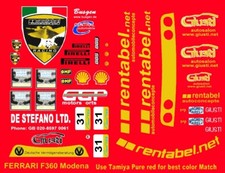  31 Rentabel Ferrari 360 Modena 2004 1/64th HO Scale Slot Car Decals