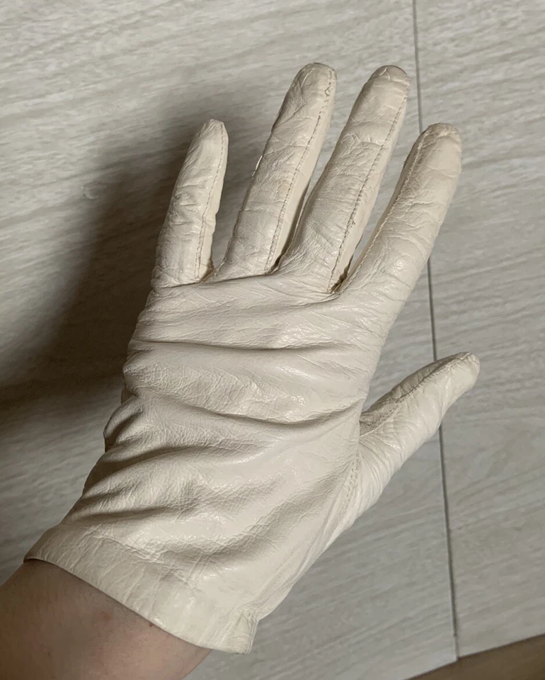 Guantes de Colección Van Raalte Cuero Cabretta Blanco Hasta la Muñeca Forrados en Seda Talla 6.5 LEER Foto 4 de 4