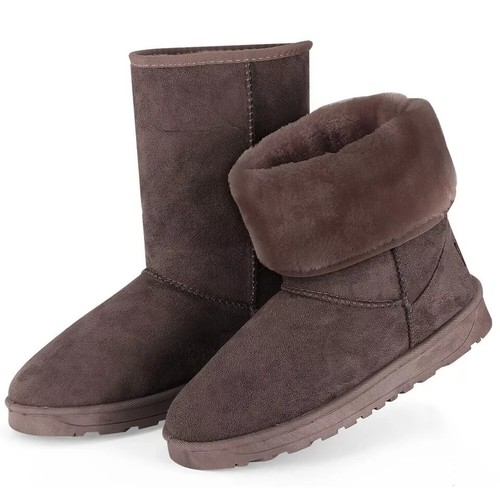 Women's Fashion Shoes Faux Fur Suede Mid-Calf Boots Lady Winter Warm Snow Boots - Picture 9 of 10