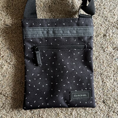 Dakine  Jive  Crossbody Bag Black Canvas w/ Geometric Designs Travel Hiking