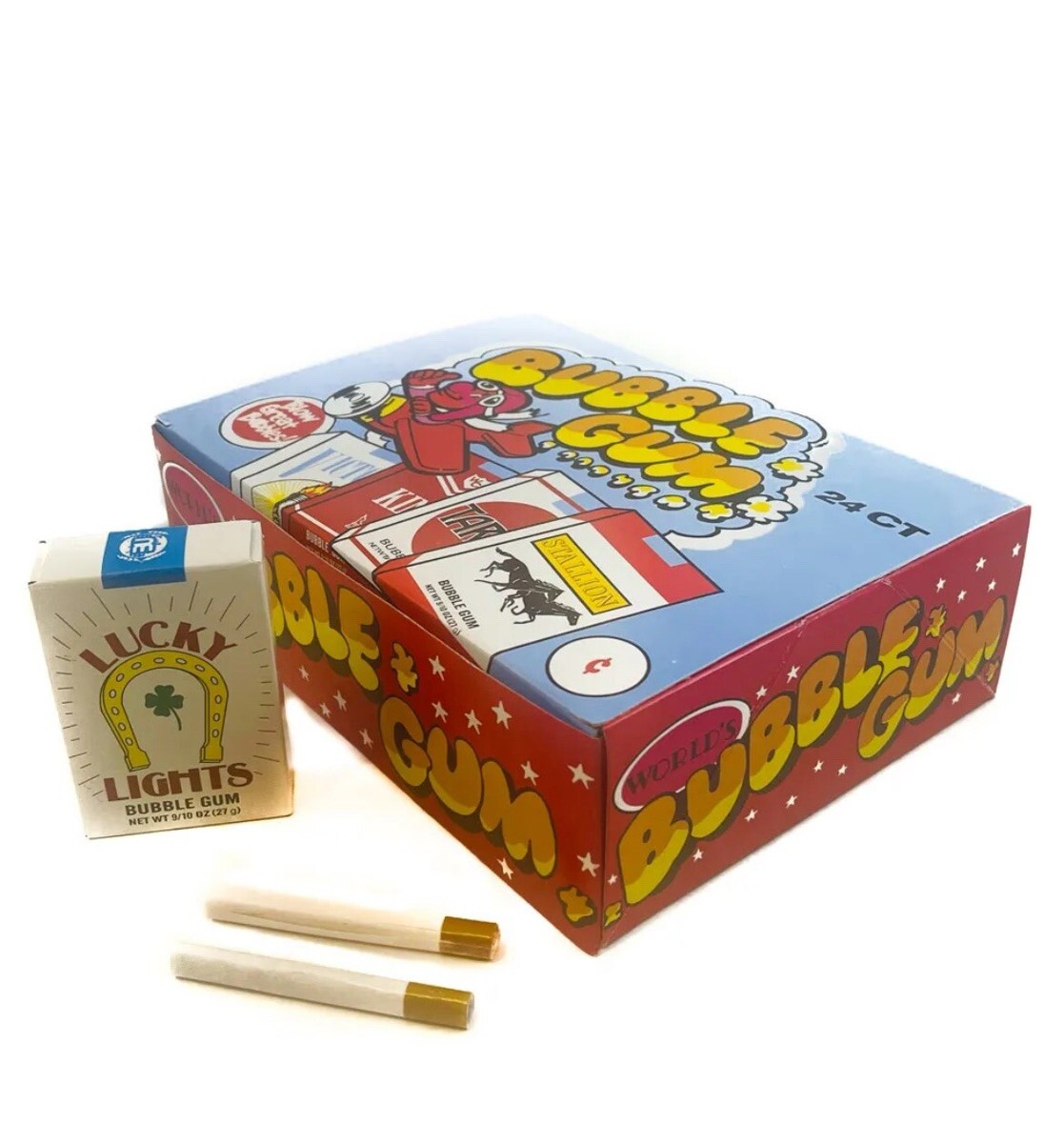 gummy cigarettes Bubble Gum Candy Cigarettes World's Confections Nostalgic Candy 24 Pieces  Box