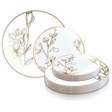 Antique Floral Round Disposable Plastic Plate...