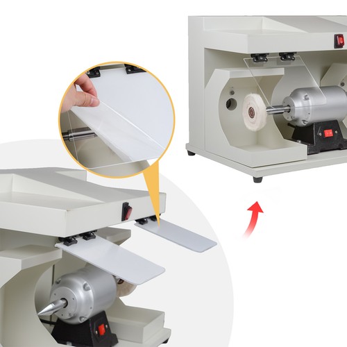 Máquina de torno pulido de laboratorio dental 550 W amoladora de banco de doble cabezal con luz LED - Imagen 8 de 12