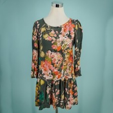 Meadow Rue Anthropologie Size 6 Minutiae Floral Keyhole Long Sleeve Tunic Dress