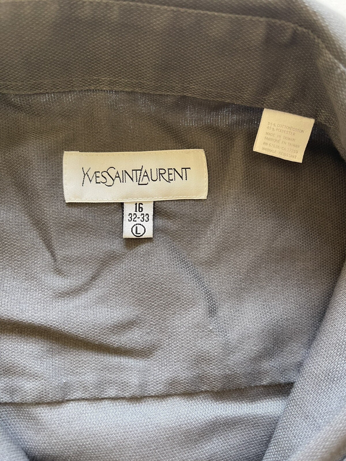 Camicia abito vintage con tasca singola Yves Saint Laurent YSL da uomo taglia L grigio