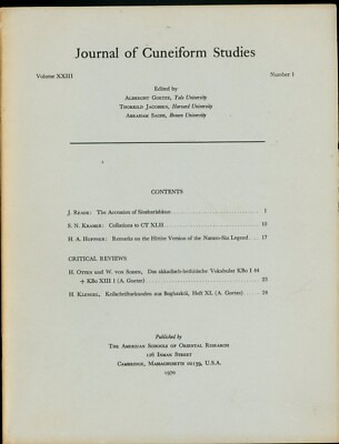 Journal of Cuneiform Studies, Volume XXIII, Number 1 (1970)