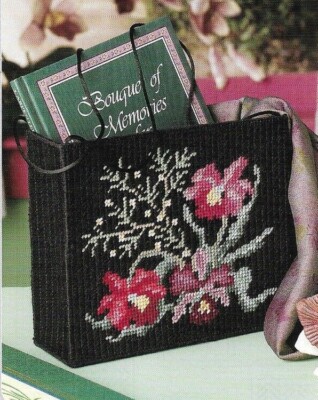 FLORAL FANTASY BAG FLOWER TOTE PLASTIC CANVAS