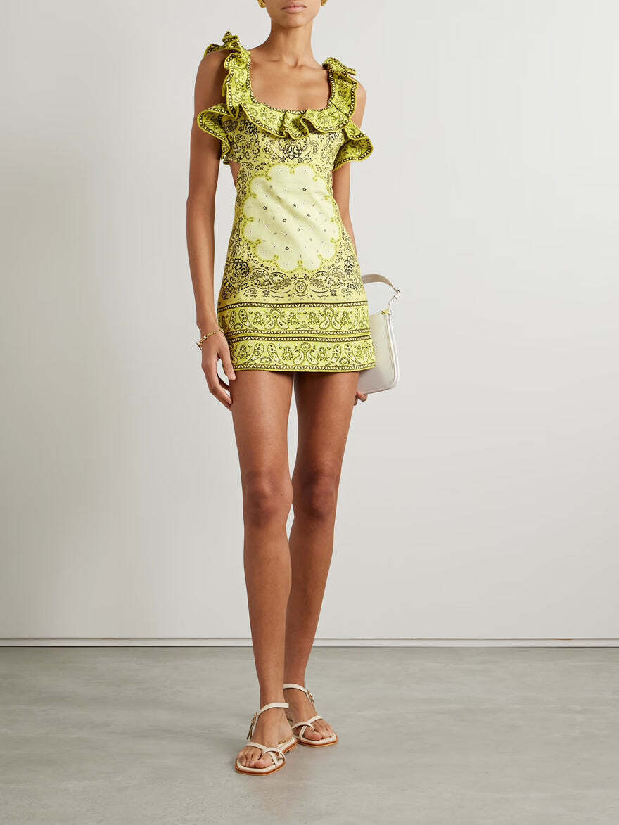 Zimmermann Matchmaker Frilled Mini Dress - Yellow Bandana